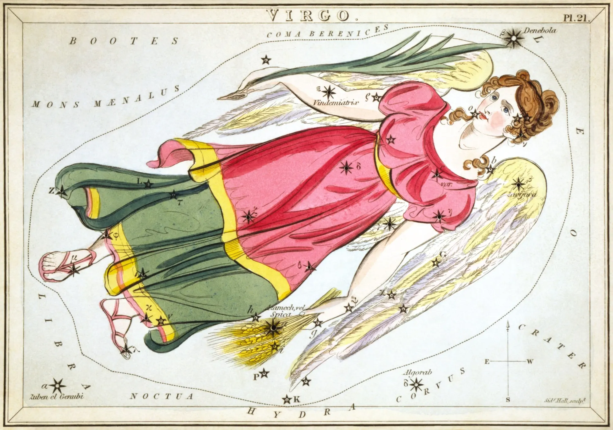 Гравюра сузір'я Діви зі «Дзеркала Уранії», 1825